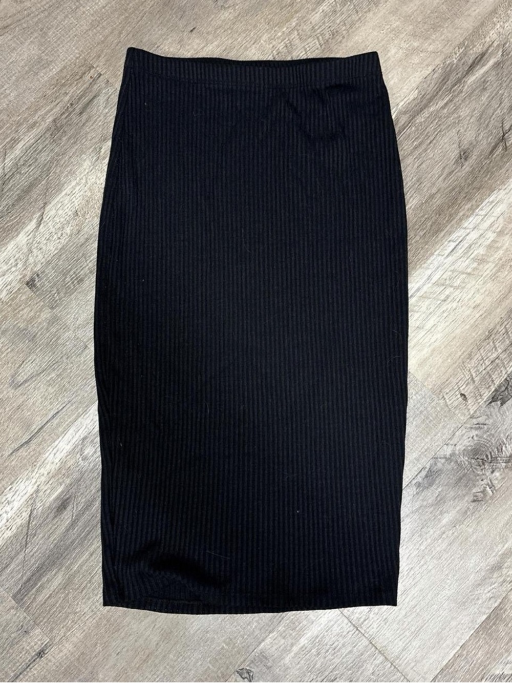 City Streets Black Ribbed Pencil Skirt